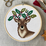 Holly Deer Cross Stitch Kit – Love Poppet Festive Design