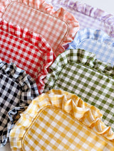 Mugsby - Gingham Ruffle Zipper Pouch Embroidery Friendly Cosmetic Bag: Black - Pisgah Needleworks