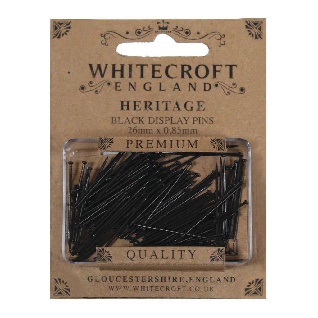 Nurge - Heritage Black Craft Straight Pins 26mm x 0.85mm - Pisgah Needleworks
