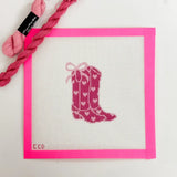 Cotswold Co Designs - Hand-Painted Heart Coquette Cowgirl Boot Needlepoint Canvas - Pisgah Needleworks