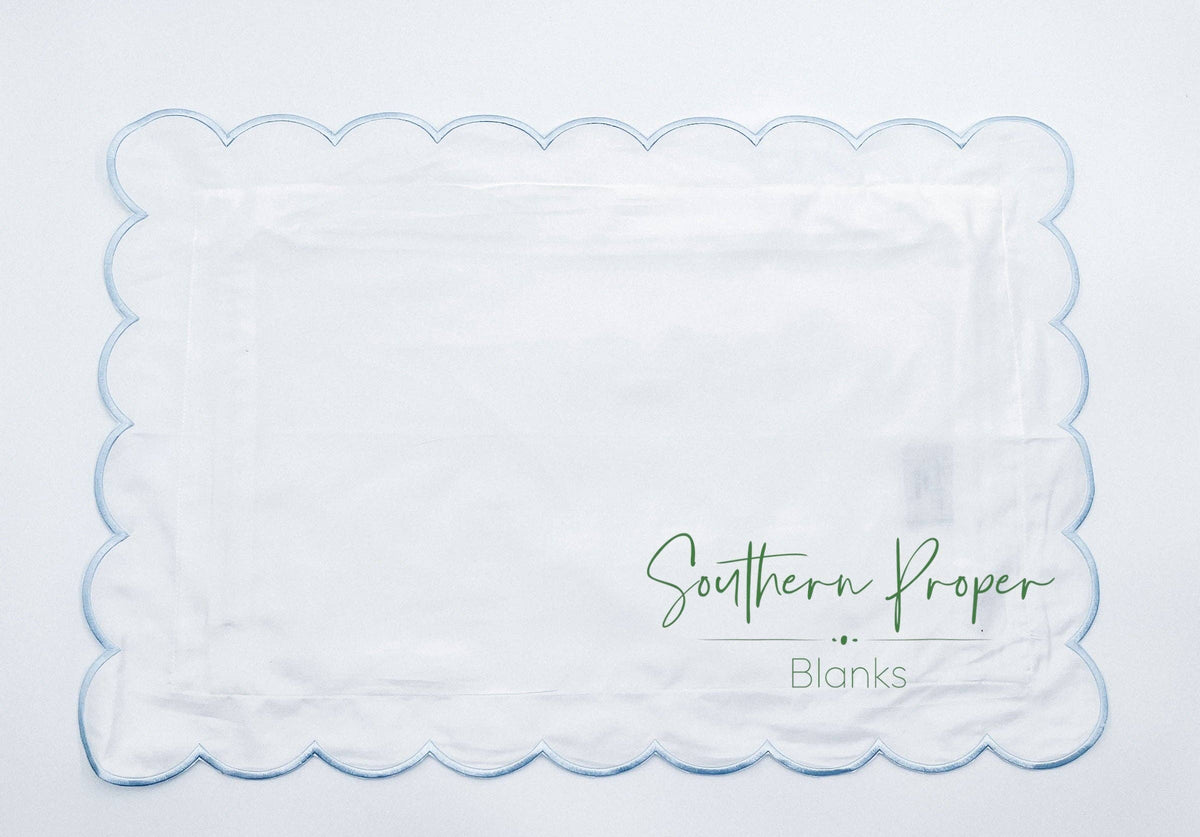 Southern Proper Blanks - Pillowcase - Scalloped edge: Light Blue / 12”x 20” - Pisgah Needleworks