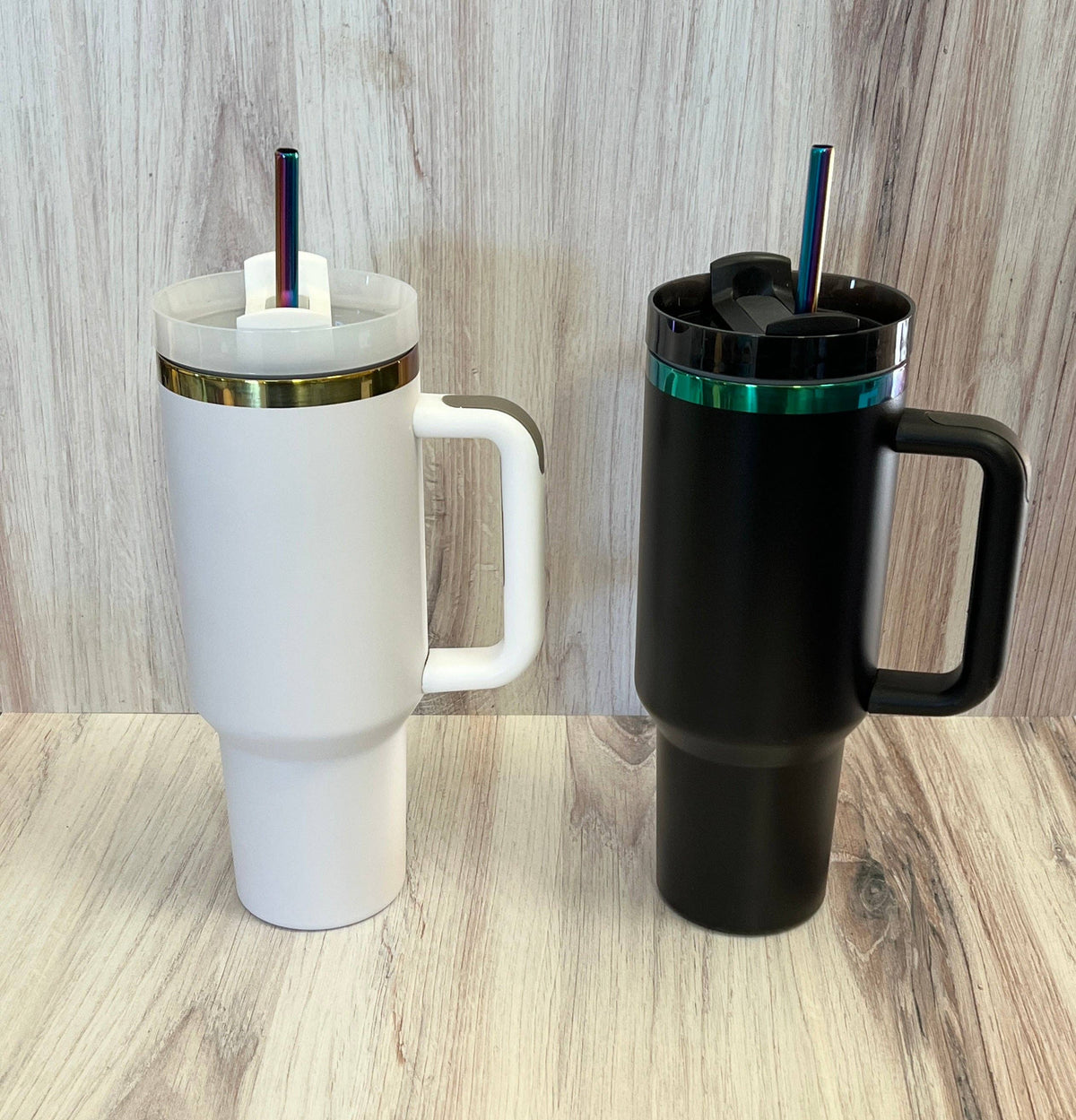 KW Laser Supplies - 40oz Rainbow Tumbler: White/Rainbow - Pisgah Needleworks