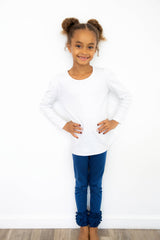 Love That Cotton - Girls Long Sleeve Tee - WHITE: 6 - Pisgah Needleworks