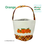 Holiday Blanks - Halloween plaid with pumpkins design basket embroidery blanks: Purple - Pisgah Needleworks