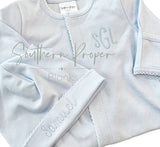 Southern Proper Blanks - Footies - Picot Trim: White w/Pink / 0-3 - Pisgah Needleworks