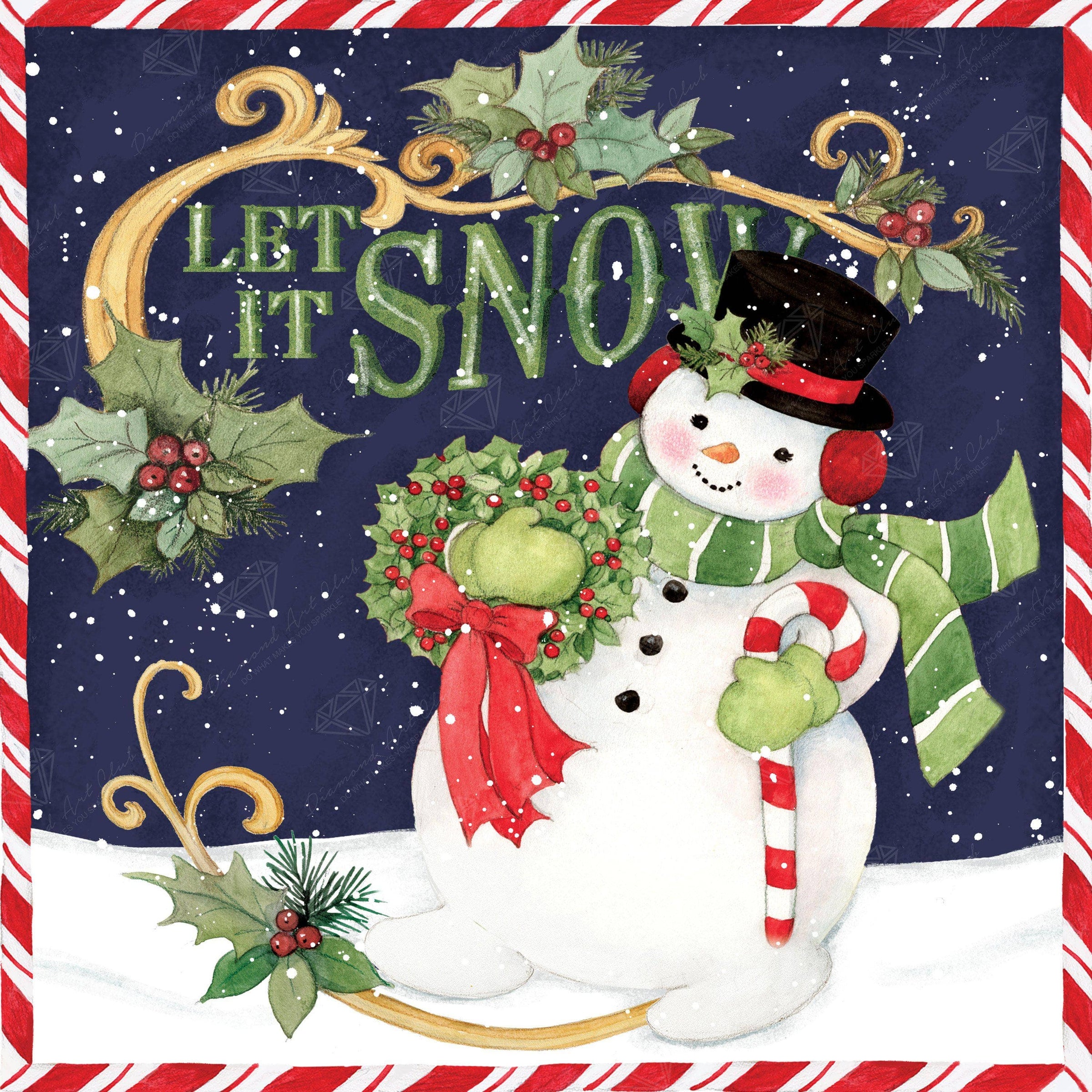 Diamond Art Club - Snowman (Let It Snow): Square with 35 Colors including 4 ABs / 40,401 / 20" x 20″ (51cm x 51cm) - Pisgah Needleworks