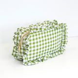 Mugsby - Gingham Ruffle Zipper Pouch Embroidery Friendly Cosmetic Bag: Black - Pisgah Needleworks