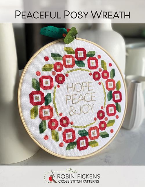 Peaceful Posy Wreath – Cross Stitch Pattern by Robin Pickens