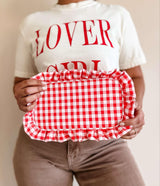 Mugsby - Gingham Ruffle Zipper Pouch Embroidery Friendly Cosmetic Bag: Black - Pisgah Needleworks