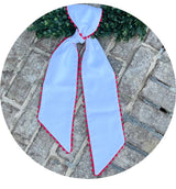 THE ROYALTY COLLECTION - White Cotton Pique Sash with Trim: 54 inches / White - Pisgah Needleworks