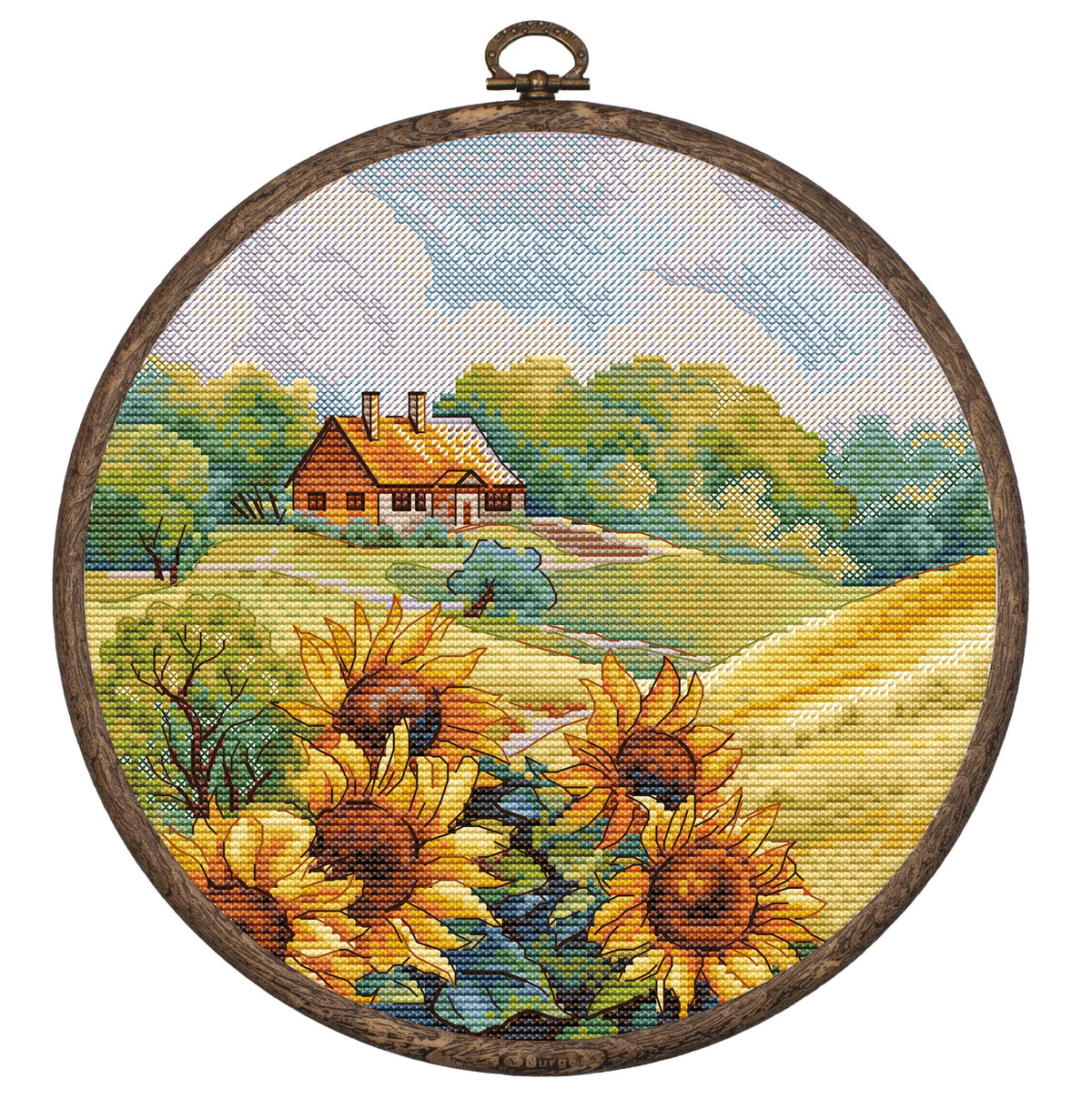 HobbyJobby - Cross Stitch Kit HobbyJobby with Hoop Included - Golden Hill - Pisgah Needleworks