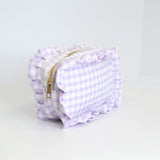 Mugsby - Gingham Ruffle Zipper Pouch Embroidery Friendly Cosmetic Bag: Black - Pisgah Needleworks