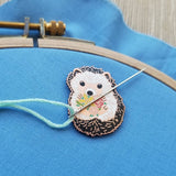 Jessica Long Embroidery – Hedgehog Enamel Needle Minder