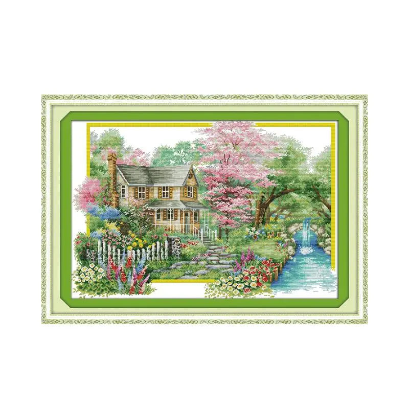 Seasons Scenic Cross Stitch Kit – Choose Spring, Summer, Autumn, or Winter Cottage Views