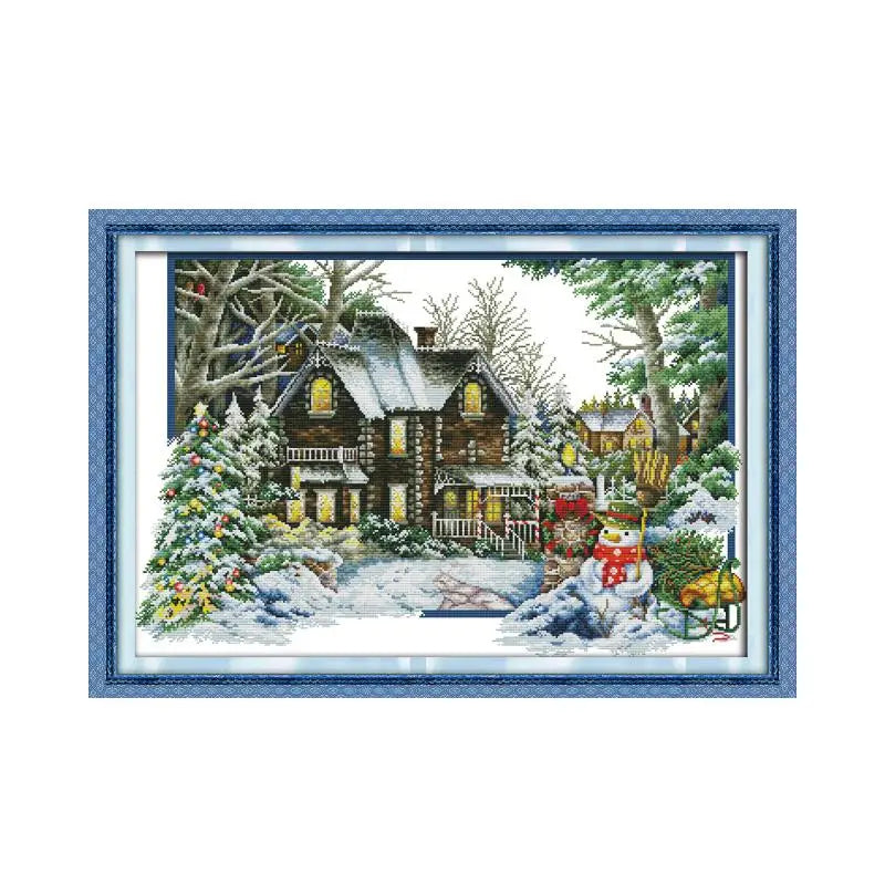Seasons Scenic Cross Stitch Kit – Choose Spring, Summer, Autumn, or Winter Cottage Views