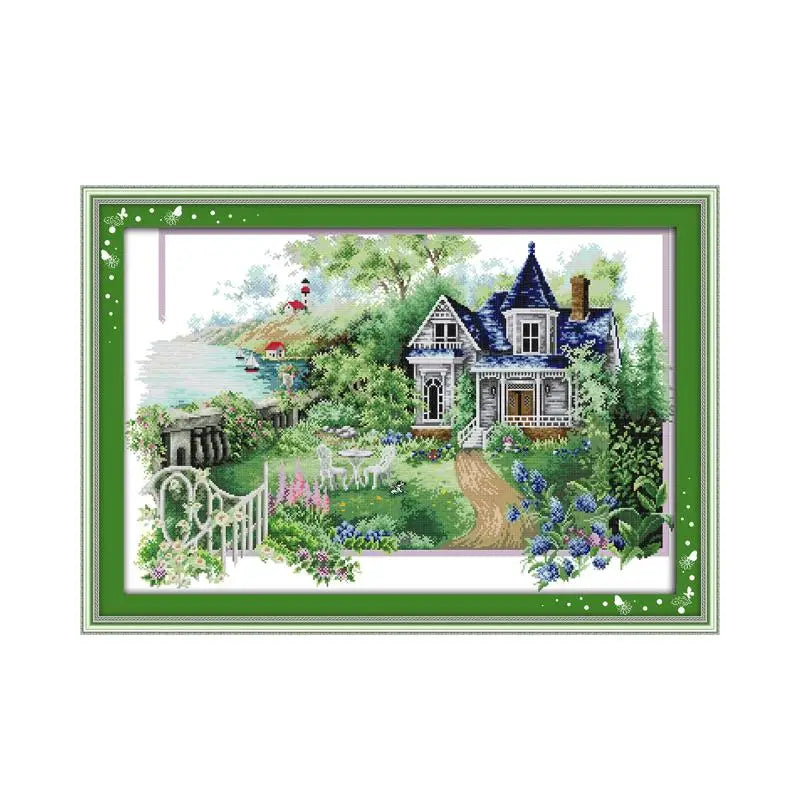 Seasons Scenic Cross Stitch Kit – Choose Spring, Summer, Autumn, or Winter Cottage Views