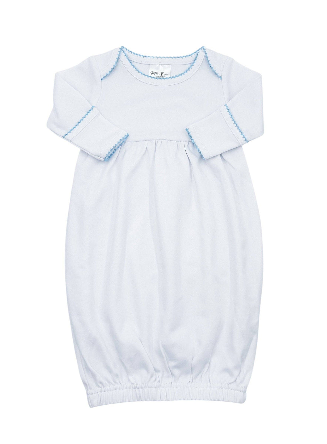 Southern Proper Blanks - Gowns - Picot Trim: 0-6 Month / Light Blue - Pisgah Needleworks