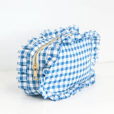 Mugsby - Gingham Ruffle Zipper Pouch Embroidery Friendly Cosmetic Bag: Black - Pisgah Needleworks