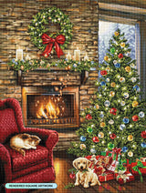 Diamond Art Club - Fireside Christmas: Square with 60 Colors including 3 AB and 2 Fairy Dust Diamonds / 104,813 / 27.6" x 36.6" (70cm x 93cm) - Pisgah Needleworks