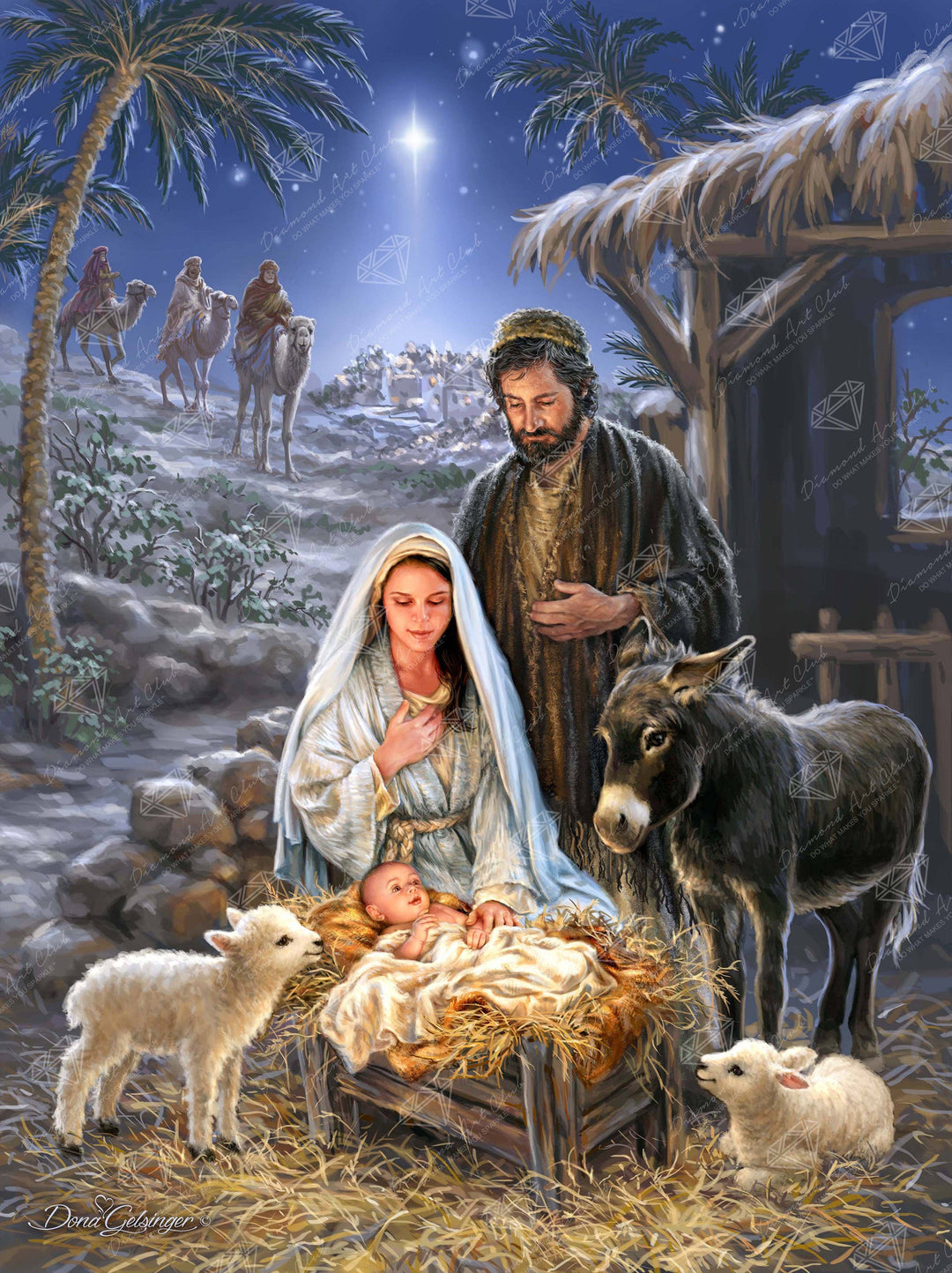 Diamond Art Club - A Savior is Born: Square with 59 Colors including 1 AB and 2 Fairy Dust Diamonds / 91,089 / 25.6" x 34.3" (65cm x 86.9cm) - Pisgah Needleworks
