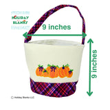 Holiday Blanks - Halloween plaid with pumpkins design basket embroidery blanks: Purple - Pisgah Needleworks