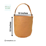 Holiday Blanks - 2025  HB Gingham Halloween basket embroidery blanks: Orange - Pisgah Needleworks