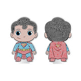 Superman-themed character with rhinestone embellishments on a white background