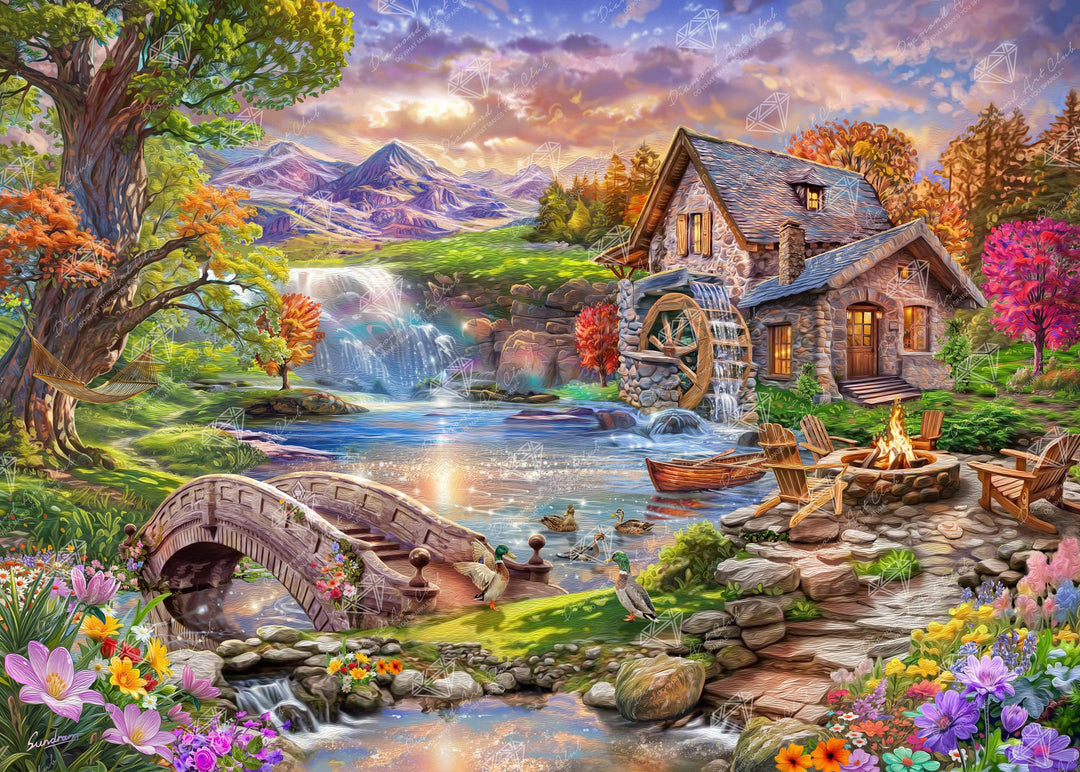 Diamond Art Club - Mill Pond Sanctuary: Square with 67 Colors including 5 ABs and 2 Fairy Dust Diamonds / 110,433 / 38.5" x 27.6" (97.8cm x 69.9cm) - Pisgah Needleworks