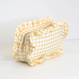 Mugsby - Gingham Ruffle Zipper Pouch Embroidery Friendly Cosmetic Bag: Black - Pisgah Needleworks