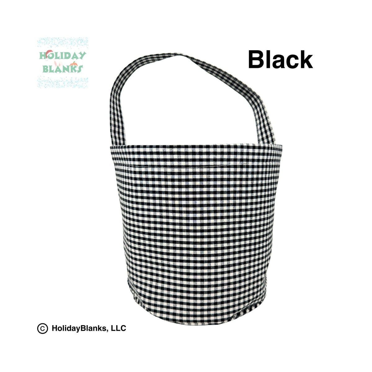 Holiday Blanks - 2025  HB Gingham Halloween basket embroidery blanks: Black - Pisgah Needleworks