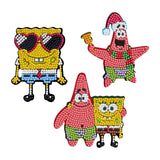 Set of diamond painting characters including SpongeBob, Patrick, and another character on a white background