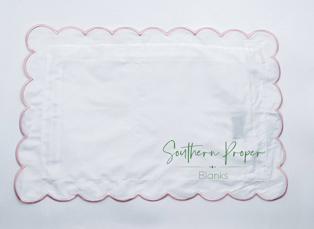 Southern Proper Blanks - Pillowcase - Scalloped edge: Light Pink / 12”x 20” - Pisgah Needleworks