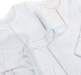 Southern Proper Blanks - Footies - Picot Trim: White w/Blue / 0-3 - Pisgah Needleworks