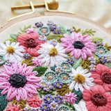 Embroidery hoop with colorful floral embroidery