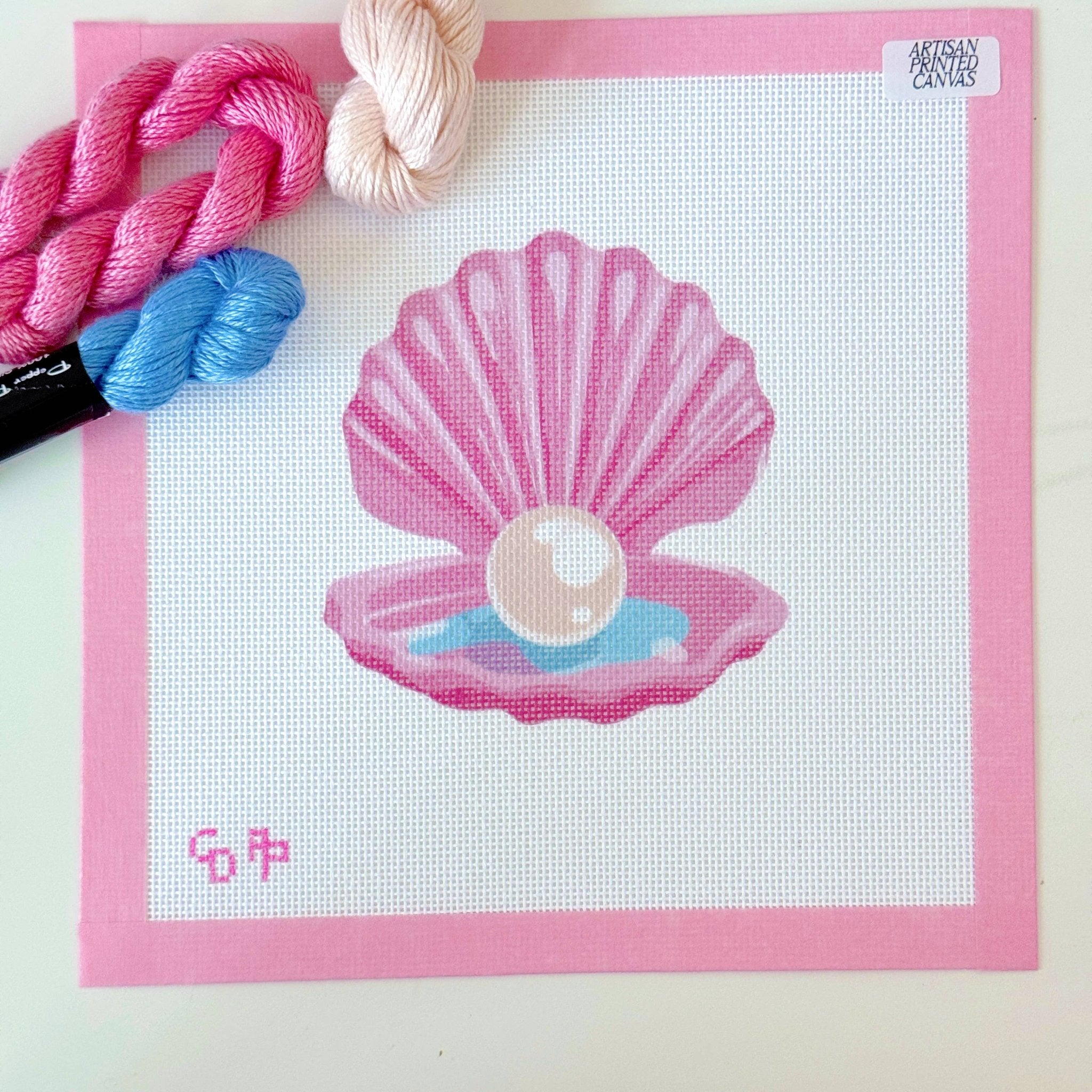 Unique Needlepoint Canvas Pink Pearl Shell Needlepoint Canvas