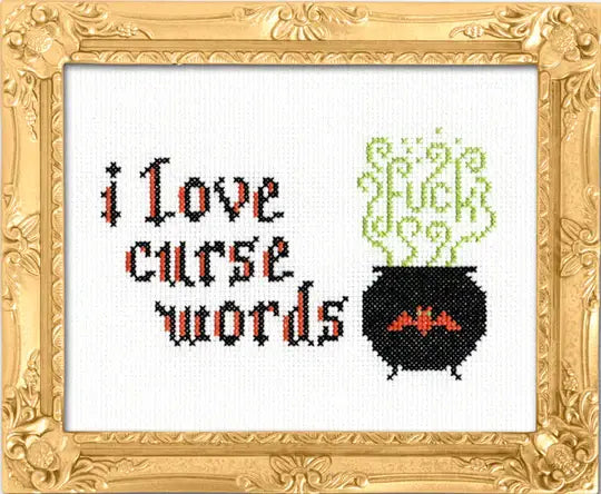 Subversive Cross Stitch - I Love Curse Words Deluxe Cross Stitch Kit - Pisgah Needleworks