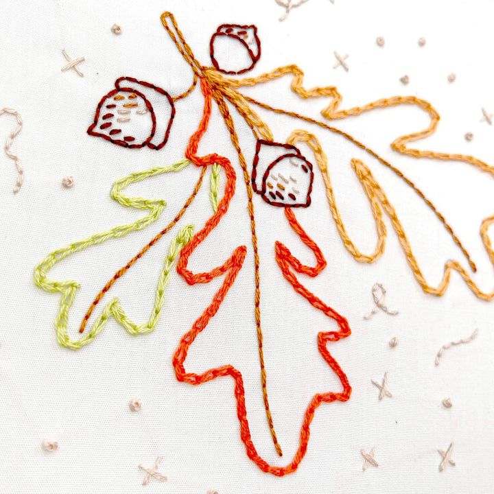 Penguin & Fish – Autumn Sparkle Embroidery Kit | 8" Beginner Fall Embroidery Kit