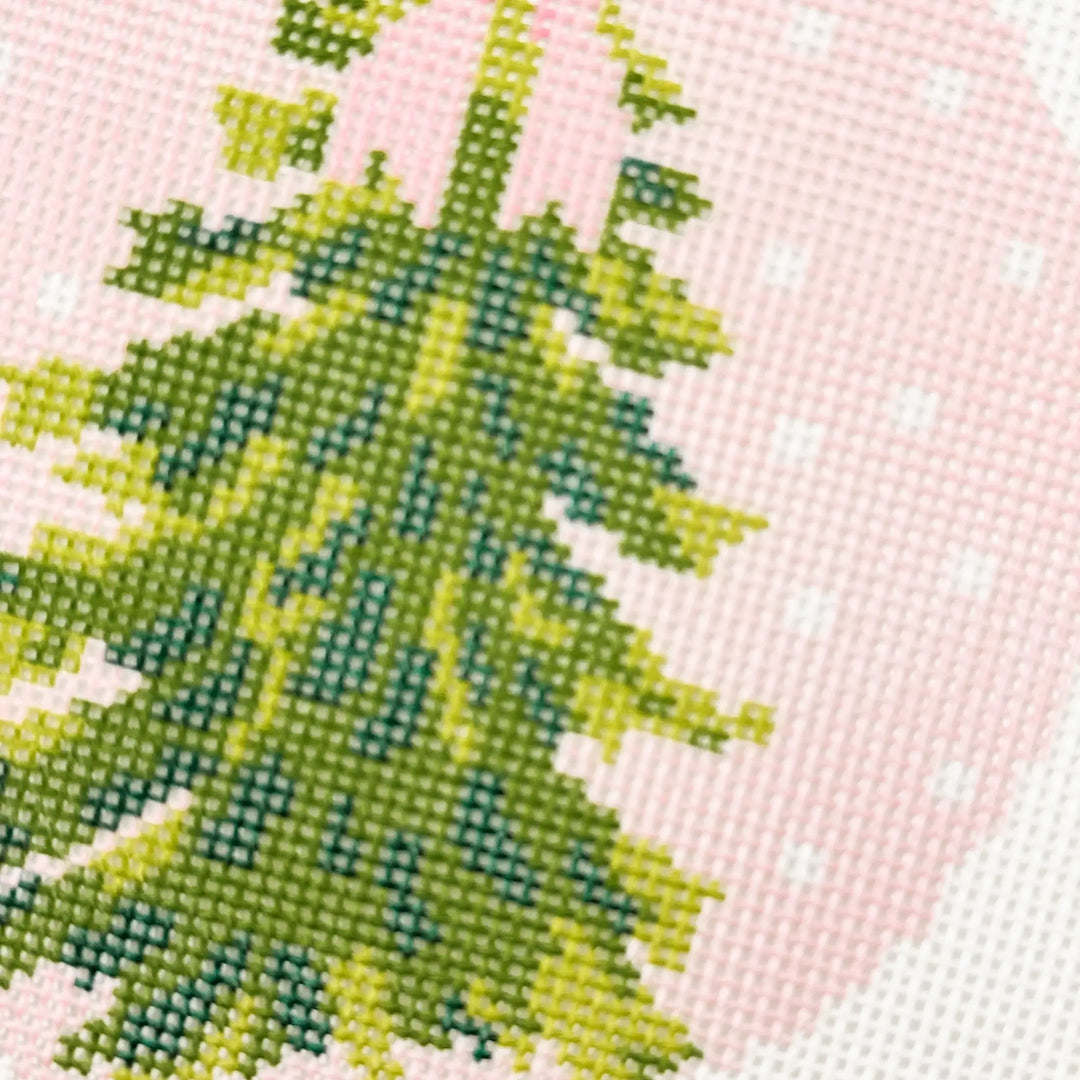Cotswold Co Designs - Hand-Painted Bow Christmas Tree Needlepoint Ornament Canvas - Pisgah Needleworks