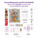 Diamond Art Club - True Pals: Square with 18 Colors including 1 Glow-in-the-dark Diamonds and 3 Fairy Dust Diamonds / 63,616 / 22" x 28" (55.8cm x 70.7cm) - Pisgah Needleworks