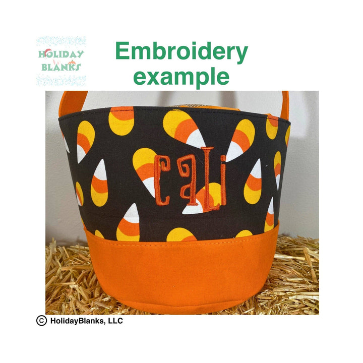Holiday Blanks - Halloween Candy Corn design basket embroidery blanks: XLarge (10.5" tall x 10" diameter) - Pisgah Needleworks