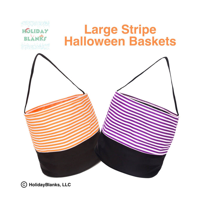 Holiday Blanks - Halloween Stripe design basket embroidery blanks: Orange / XLarge (10.5 inches x 10 inches) - Pisgah Needleworks