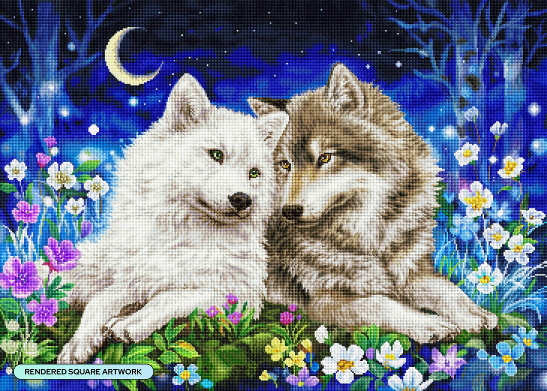 Diamond Art Club® Forever Love Wolf Diamond Painting Kit – 35.8" x 25.6"