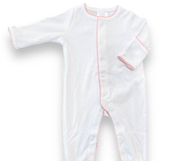 Southern Proper Blanks - Footies - Picot Trim: White w/Blue / 0-3 - Pisgah Needleworks