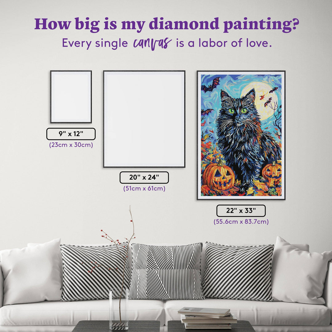 Diamond Art Club® Black Cat with Pumpkins Diamond Painting Kit – 22" x 33"