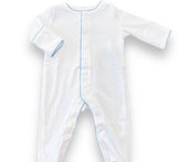 Southern Proper Blanks - Footies - Picot Trim: White w/Blue / 0-3 - Pisgah Needleworks
