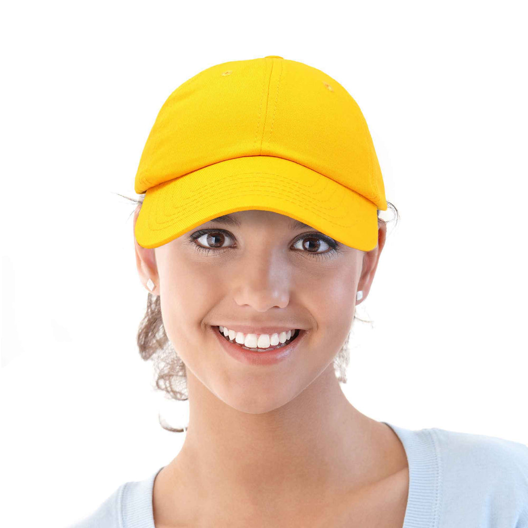 Dalix - DALIX Unisex Unstructured Cotton Cap Adjustable Plain Hat: Gold - Pisgah Needleworks