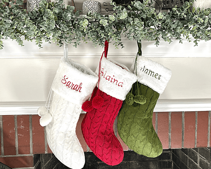 Holiday Blanks - Knit Pom stocking blanks: White - Pisgah Needleworks