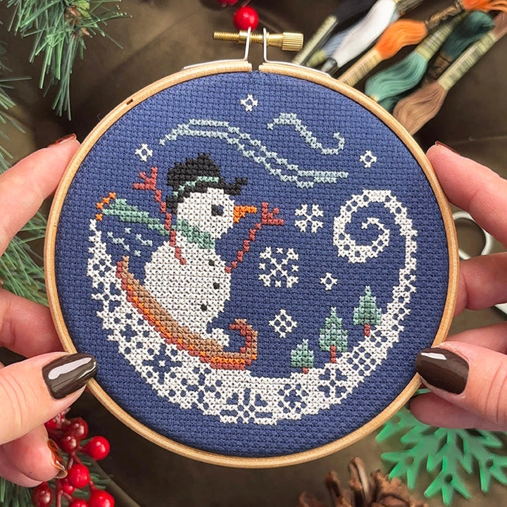Love Poppet Frosty's Fun Snowman Printed Cross Stitch Pattern