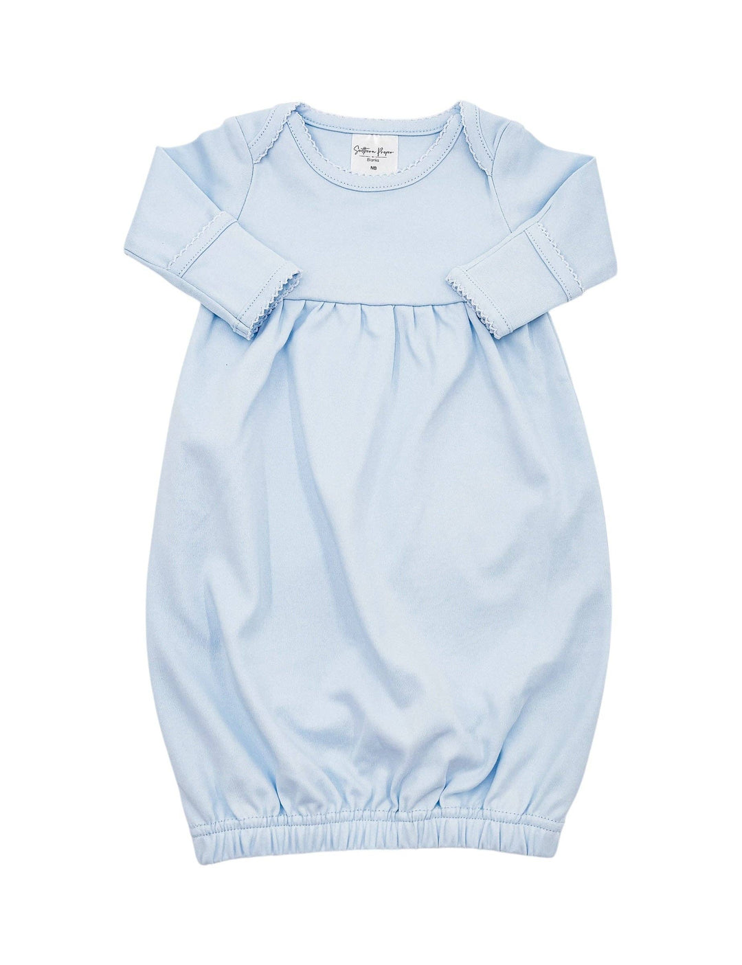 Southern Proper Blanks - Gowns - Picot Trim: 0-6 Month / Light Blue - Pisgah Needleworks
