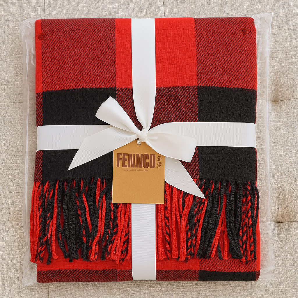 Fennco Styles - Classic Buffalo Plaid Decorative Throw Blanket: Black - Pisgah Needleworks